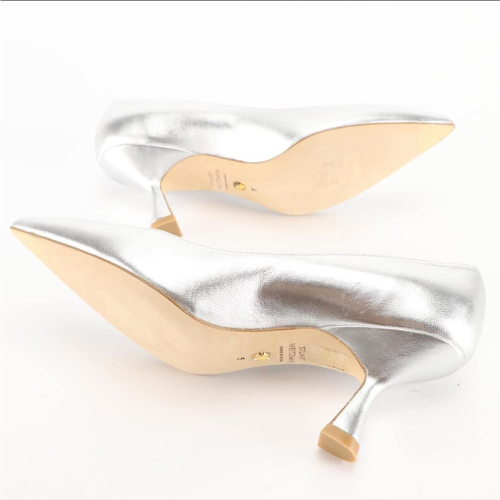 Stuart Weitzman NWT IOB Silver Pumps - Size 5 - Picture 5 of 6